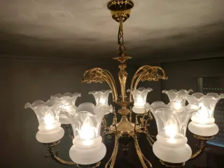 Lámpara Araña Salón Dorada Cristal