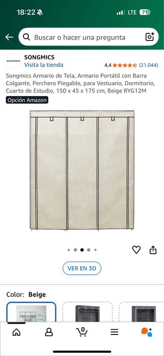 Armario desmontable SONGMICS Beige