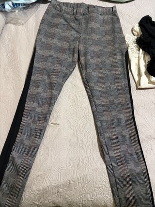 Mallas pantalón cuadros con raya lateral