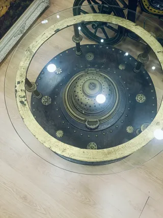 Mesa centro antiguo brasero dorado