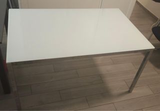 Mesa de cristal blanca 136x85 cm