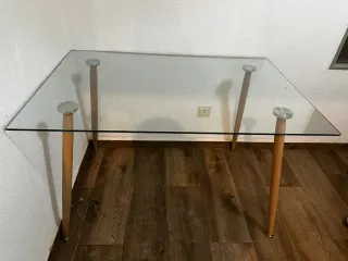 Mesa comedor cristal y madera