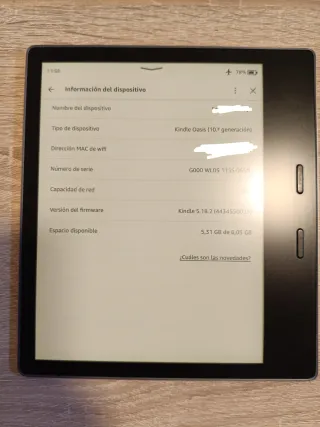 Kindle Oasis 10ª gen 8GB