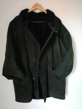 Montone vintage uomo in pelle verde Tg L