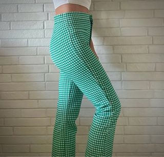 Pantalón cuadros Vichy Zara verde y blanco
