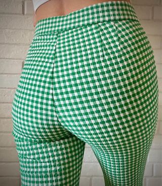 Pantalón cuadros Vichy Zara verde y blanco