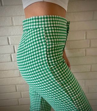 Pantalón cuadros Vichy Zara verde y blanco