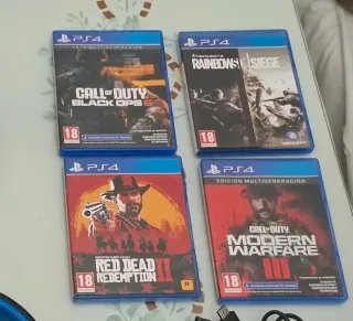 PS4 Slim Negra + 2 Mandos + 4 Juegos