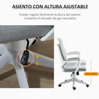 Silla de oficina gris y blanca