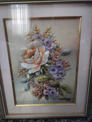 Cuadro Ramo Flores Cerámica Artesanal