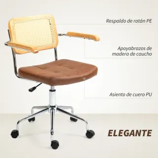Silla de oficina con respaldo de ratán