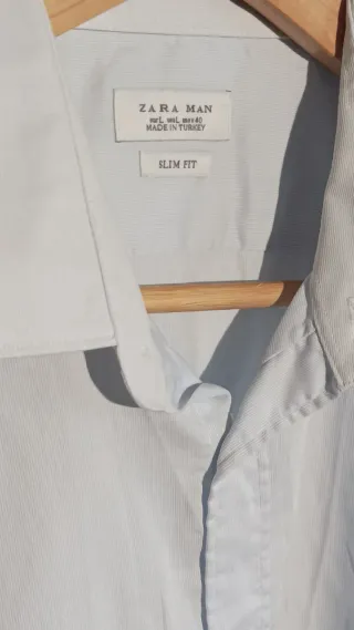 Camisa Zara Slim Fit Azul Talla L