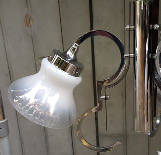 Lampadario Space Age 3 Luci Vetro Metallo