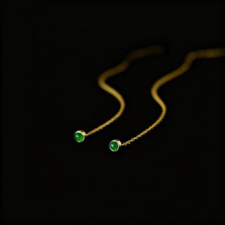 Pendientes Jade Hilo Plata 925 Baño Oro