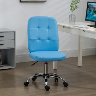 Silla de oficina azul y plateada
