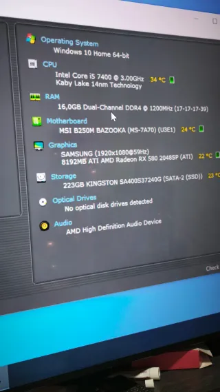 PC Intel i5-7500 | RX 580 8GB