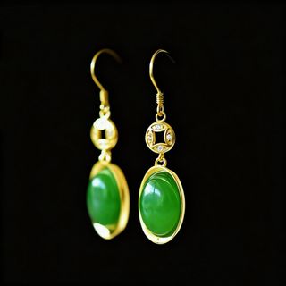 Pendientes Oro 14K y Plata 925 con Jade