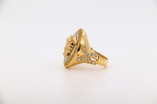 Anillo Versace Medusa Nacar Greca Circonitas Oro
