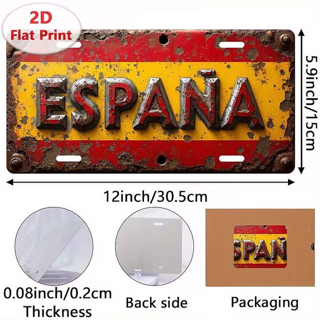 Letrero Metálico España Vintage