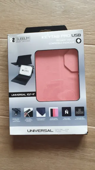 Funda con teclado para Tablet,color coral