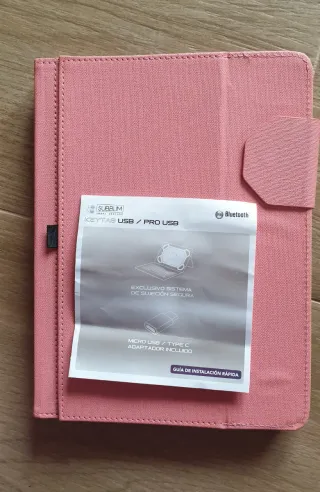 Funda con teclado para Tablet,color coral