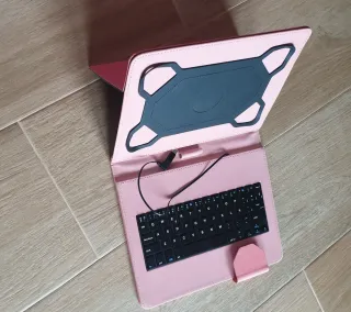 Funda con teclado para Tablet,color coral