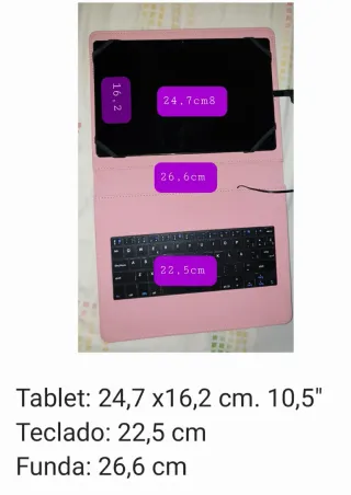 Funda con teclado para Tablet,color coral