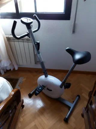 Bicicleta Estática Gris y Blanca