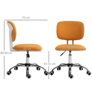 Silla de oficina naranja con base metálica