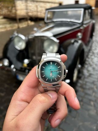 Reloj Hombre Clásico Plata y Turquesa