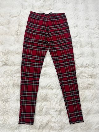 Leggings Zara Tartán Rojo Talla XS