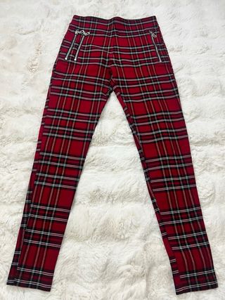 Leggings Zara Tartán Rojo Talla XS