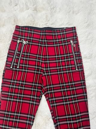 Leggings Zara Tartán Rojo Talla XS