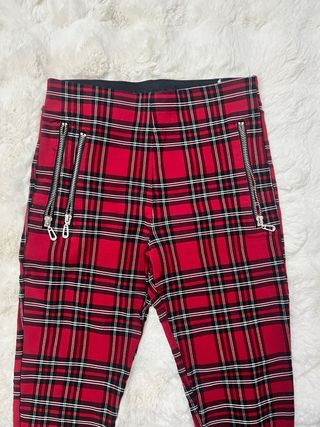 Leggings Zara Tartán Rojo Talla XS