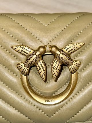 Borsa Pinko verde con uccelli dorati