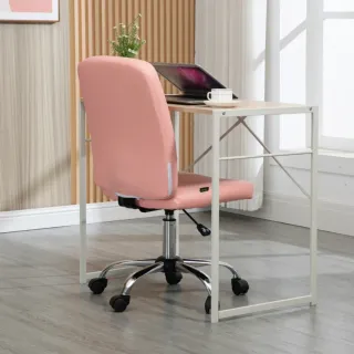 Silla de oficina rosa con base plateada