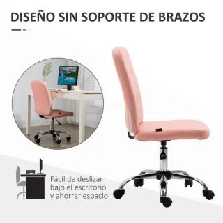 Silla de oficina rosa con base plateada