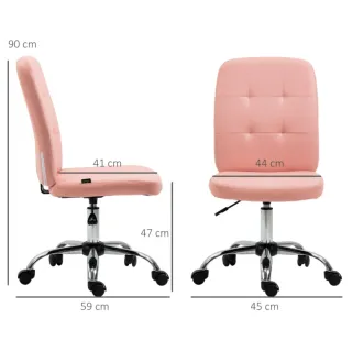 Silla de oficina rosa con base plateada