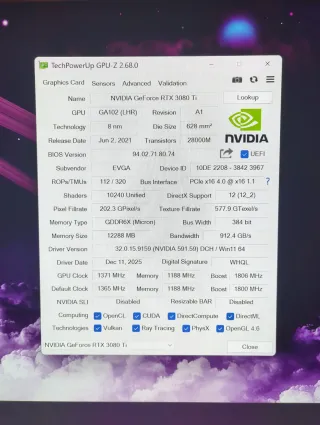 Scheda grafica EVGA RTX 3080 Ti FTW3