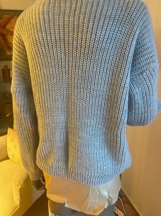 Jersey de lana gris con lazos Talla M-L