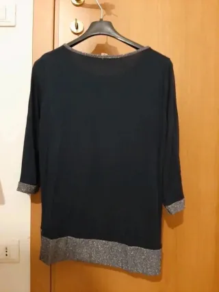 Blusa elegante blu/argento