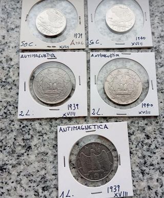 5 pezzi Lire Antimagnetiche Vittorio Emanuele III