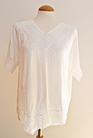 Top asimétrico blanco talla única