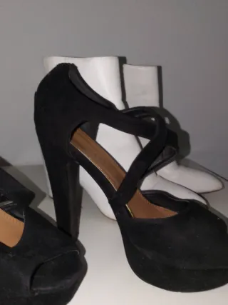 LOTE Zapatos de tacón negros 38 y botines blancos