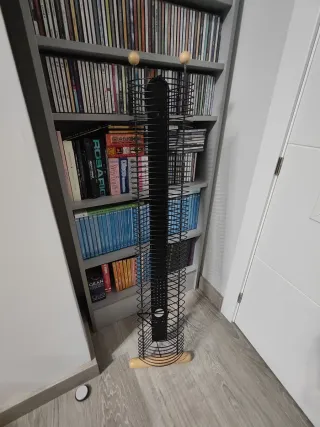 Estantería CD Metal Madera Negra