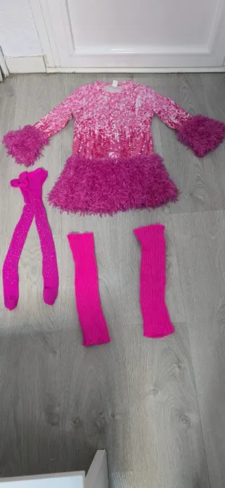 Disfraz Barbie rosa lentejuelas talla 6-7