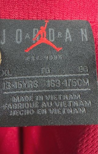 Camisa Jordan Béisbol Roja y Negra 13/16 años