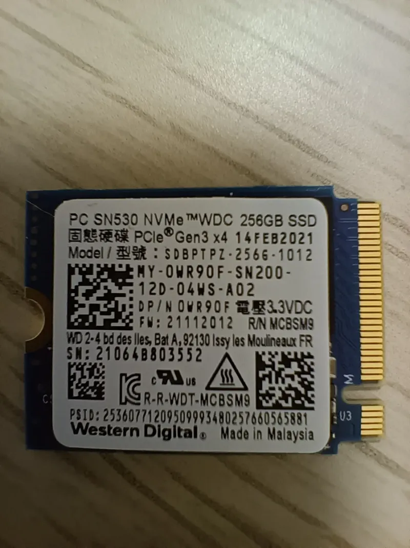 SSD NVMe M.2 256GB 2230 Western Digital