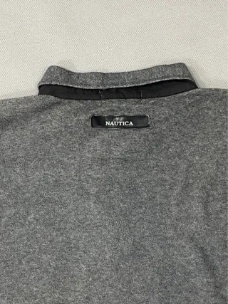 Nautica Fleece Polo Shirt Size L, Quarter zip Gray