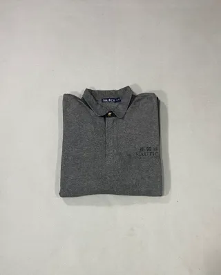 Nautica Fleece Polo Shirt Size L, Quarter zip Gray